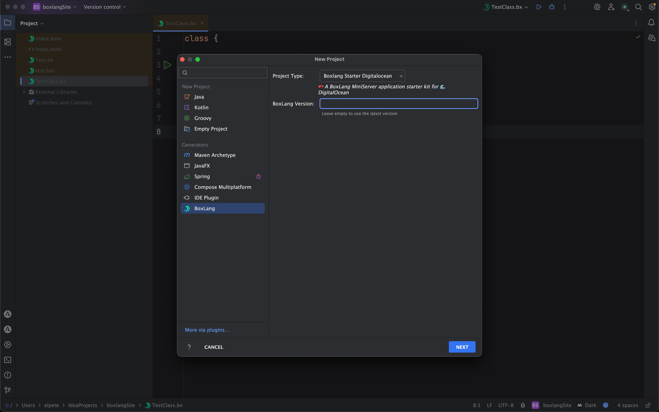 BoxLang New Project Creation
