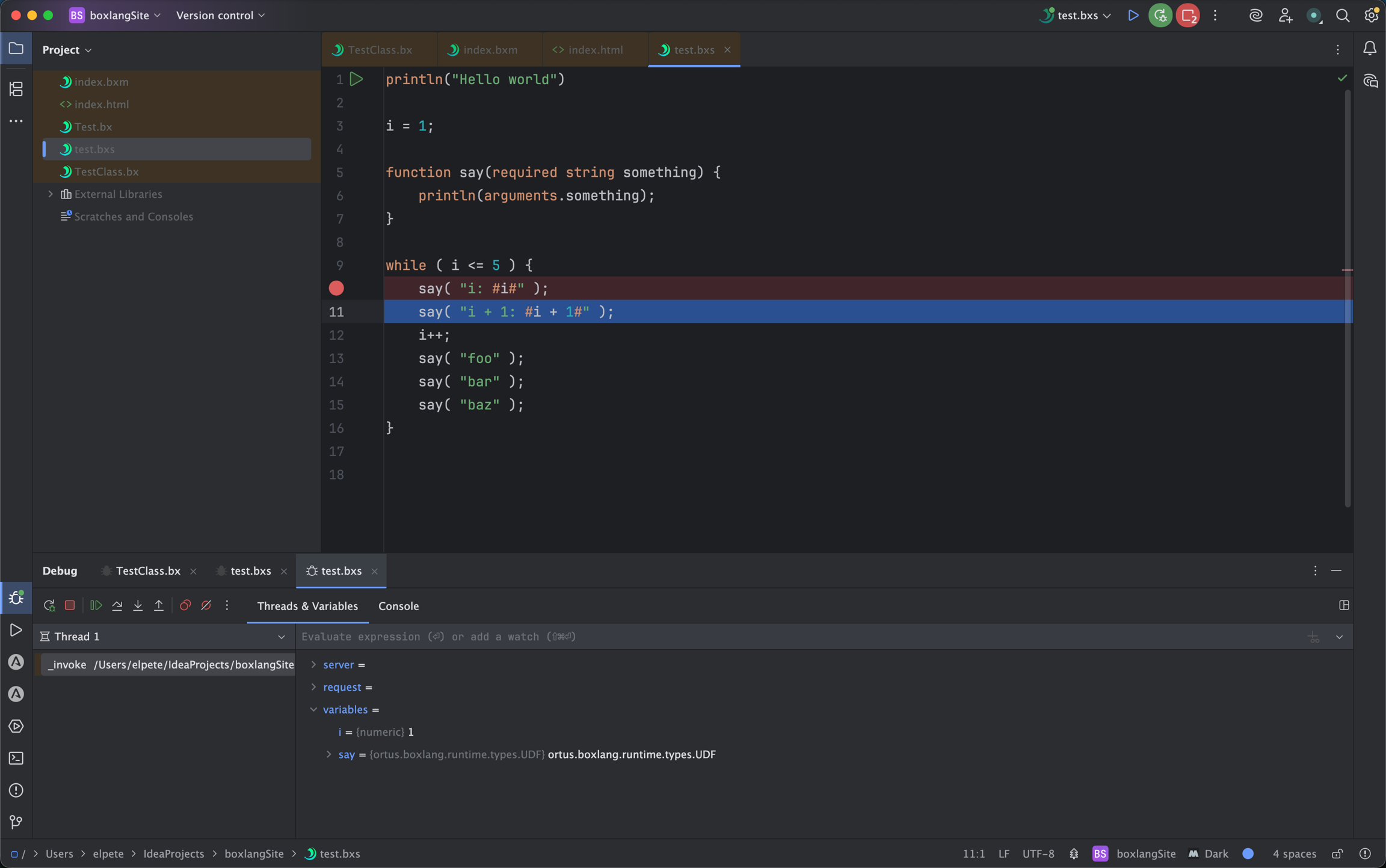 BoxLang Debugger in action
